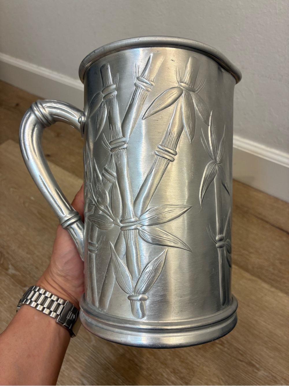 Everlast Forged Aluminum Pitcher Bamboo Mid Century Good Condition